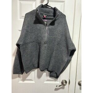 Vince Camuto Women's Half-Zip Pullover Ribbed Knit Sweater Heather Gray XXL NWT